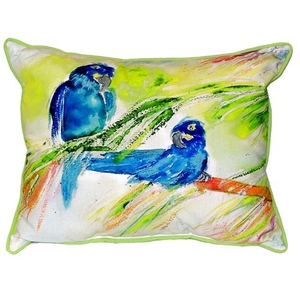 Two Blue Parrots Small Indoor/Outdoor Pillow 11X14