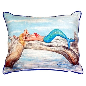 Mermaid On Log Small Indoor/Outdoor Pillow 11X14