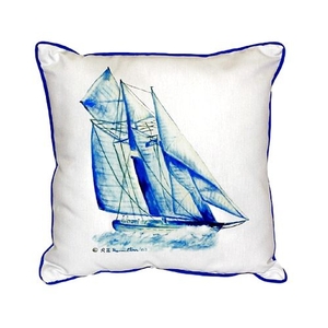 Blue Sailboat Small Indoor/Outdoor Pillow 12X12