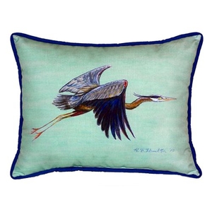 Flying Blue Heron - Teal Small Indoor/Outdoor Pillow 11X14