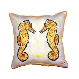 Gold Sea Horses Small Indoor/Outdoor Pillow 12X12