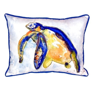 Blue Sea Turtle - Left Small Indoor/Outdoor Pillow 11X14