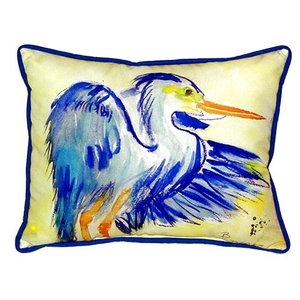 Teal Blue Heron Small Indoor/Outdoor Pillow 11X14