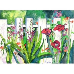 Fence & Flowers Outdoor Wall Hanging 24X30