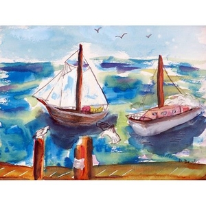 Two Sailboats Outdoor Wall Hanging 24X30