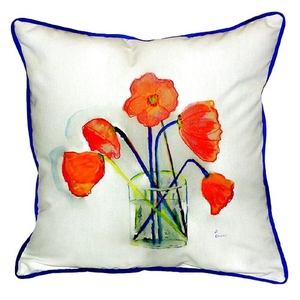 Poppies In Vase Extra Large Zippered Pillow 22X22