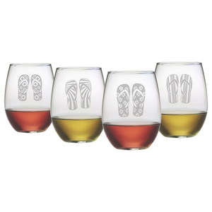 Flip Flops Stemless Wine Glass Assortment S/4