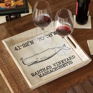 Custom Coordinates Vintage Whale Serving Tray