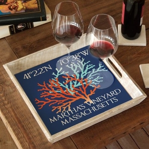 Custom Coordinates Coral Duo Serving Tray - Blue