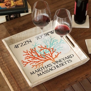 Custom Coordinates Coral Duo Serving Tray - White