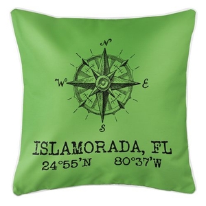 Custom Compass Rose Coordinates Pillow - Light Green