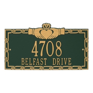 Claddagh Address Plaque, Aged Bronze