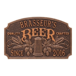 Custom Quality Crafted Beer Arch Plaque, Oil Rubbed Bronze