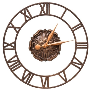 Rosette Floating Ring 21" Indoor Outdoor Wall Clock , Antique Copper