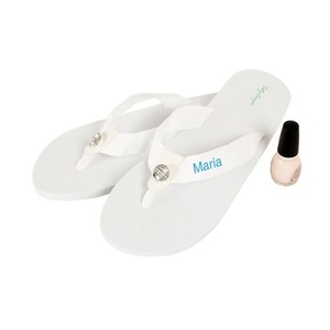 Small (5/6) White Personalized Flip Flops