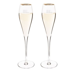 Mr. & Mr. Gatsby Gold Rim Champagne Flutes