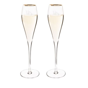 Mrs. & Mrs. Gatsby Gold Champagne Flutes