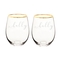 Hubby & Hubby 19.25 Oz. Gold Rim Stemless Wine Glasses