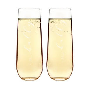 Hubby & Hubby Stemless Champagne Flutes