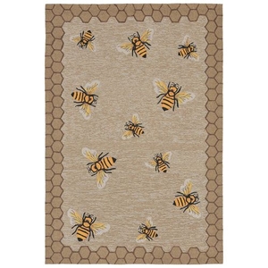 Liora Manne Frontporch Honeycomb Bee Indoor/Outdoor Rug Natural 42"x66"
