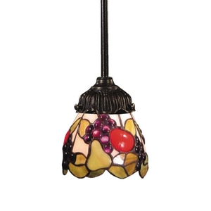 Mix-N-Match 1 Light Pendant In Tiffany Bronze And Multicolor Glass
