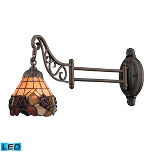 Mix-N-Match 1 Light Led Swingarm In Vintage Antique With Stained Glass