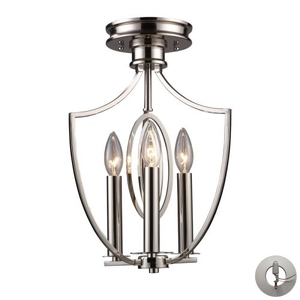 Dione 3 Light Semi Flush In Polished Nickel - Includes Recessed Lighting Kit