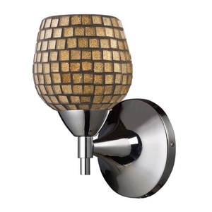 Celina 1 Light Sconce In Polished Chrome And Gold Glass