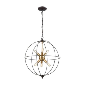 Loftin 6 Light Chandelier In Oil Rubbed Bronze With Satin Brass Accents