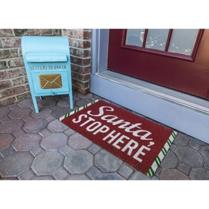 Santa Stop Here Non Slip Coir Doormat