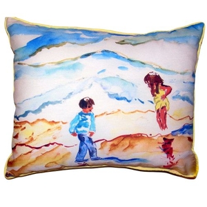 Wading At The Beach Large Indoor Outdoor Pillow
