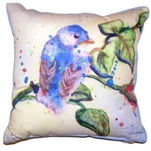 Betsy'S Blue Bird Small Outdoor Indoor Pillow