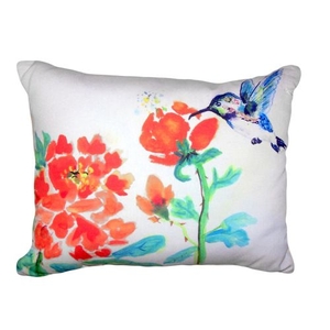 Hummingbird & Red Flower No Cord Pillow