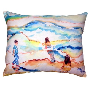 Playing At The Beach No Cord Pillow