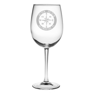 Custom Coordinates Compass Rose All Purpose Wine Glasses S/4