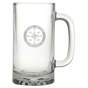 Custom Coordinates Compass Rose Pub Beer Mug S/4