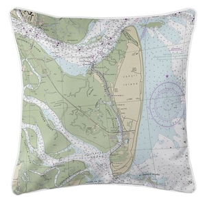 Jekyll Island, GA Nautical Chart Pillow