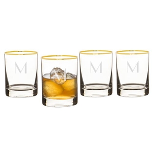 Personalized 11 Oz. Gold Rim Whiskey Glasses