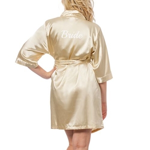 Bride Gold Satin Robe, (Large-Extra Large)