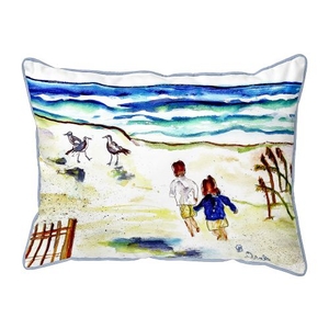 Running At The Beach Large Pillow 16X20