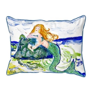 Mermaid On Rock Small Pillow 11X14