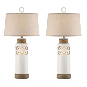 Cove Bay Antique White Rope Night Light Table Lamp (Set Of 2)