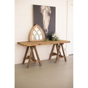 Recycled Wooden Deep Console With Sawith Horse Base