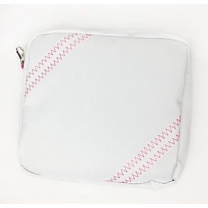 Sailcloth Cabana Accessory Pouch, White with Pink