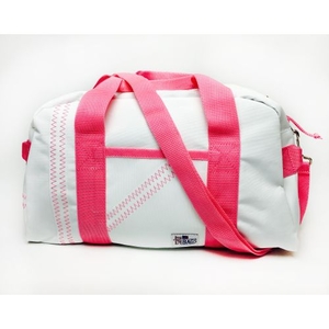 Sailcloth Cabana Small Duffel, White with Pink
