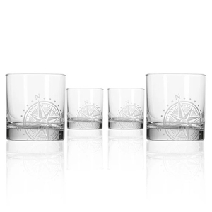 Compass Rose DOF Glasses, Set of 4