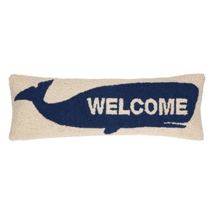 Welcome Whale Hook Pillow 8X24 in.