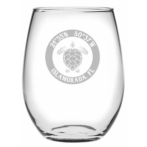 Custom Coordinates Sea Turtle Stemless Wine Glasses S/4