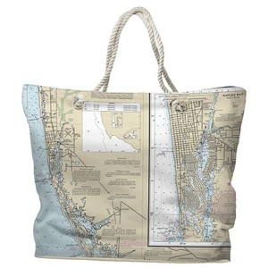 FL: Naples, FL Water-Repellent Nautical Chart Tote Bag
