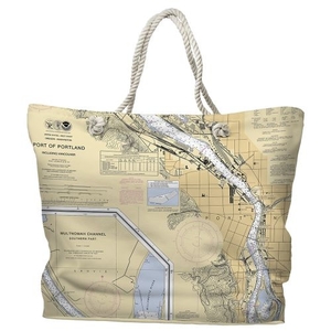 OR: Portland, OR Water-Repellent Nautical Chart Tote Bag